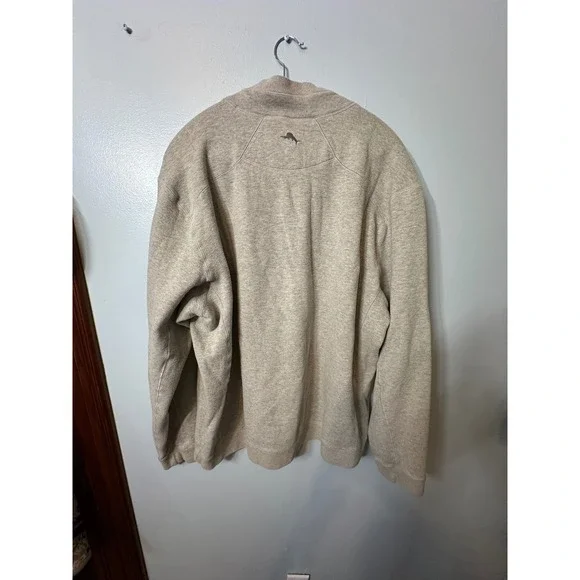 Tommy Bahama Disney Mickey Mouse Mens XXL Quarter Zip Pullover Cotton Beige
